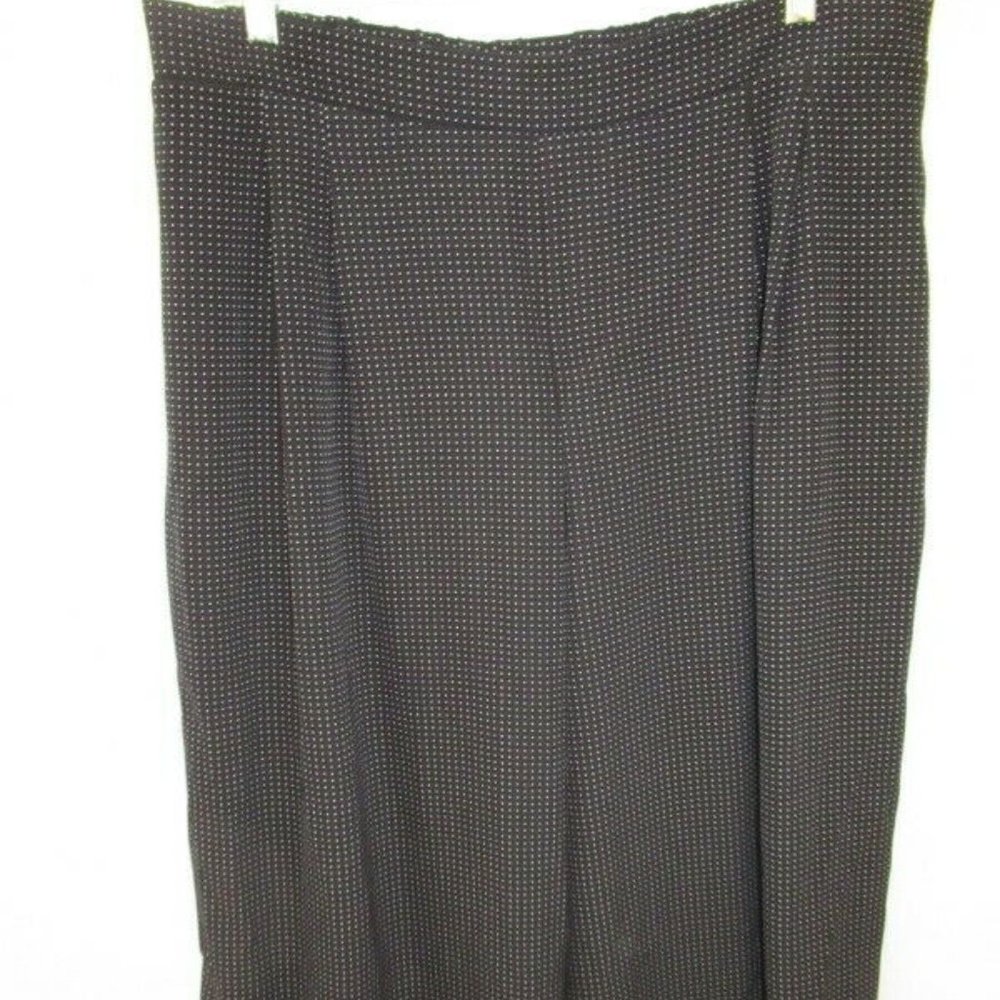 Anne Klein Black White Polka Dot Cropped Wide-Leg